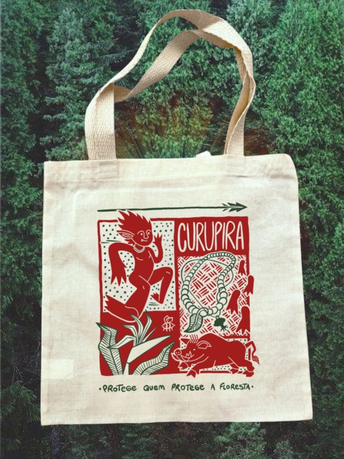 Ecobag Curupira Verde e Vermelho — imagem 1
