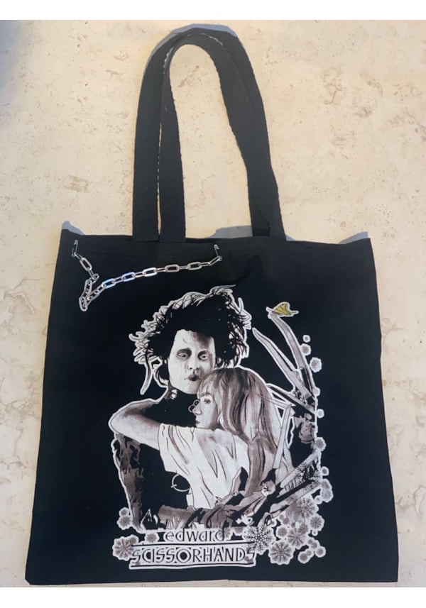 Ecobag Edward Mãos de Tesoura + Corrente - Preta