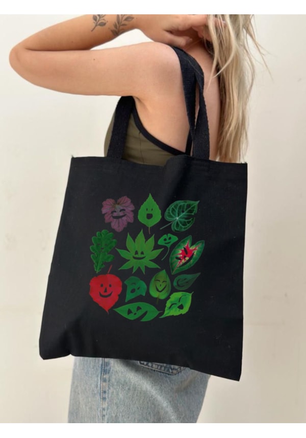 Ecobag Folhas Felizes - Preta