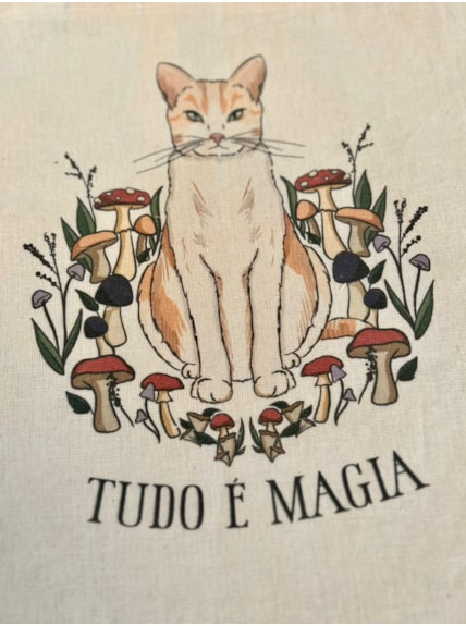Ecobag Gato Cogumelos Mágicos