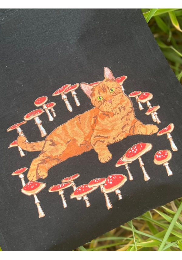 Ecobag Gato e Cogumelo - Preta