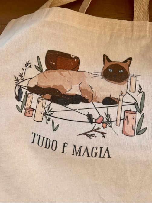 Ecobag Gato Pentagrama Mágico