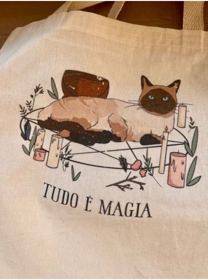 Ecobag Gato Pentagrama Mágico