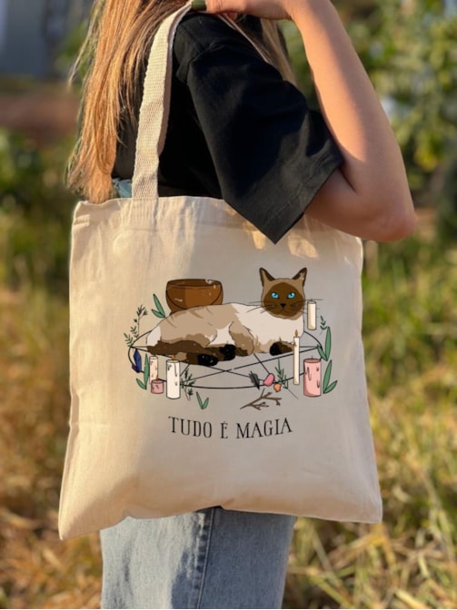 Ecobag Gato Pentagrama Mágico