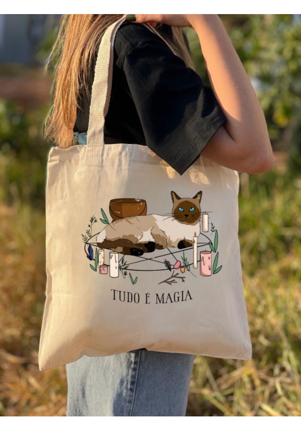 Ecobag Gato Pentagrama Mágico