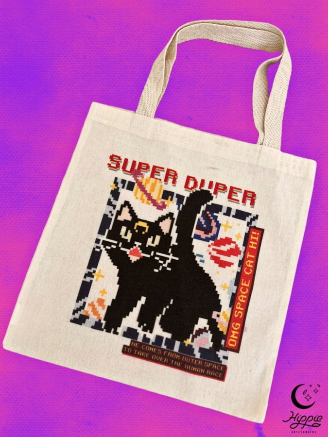Ecobag Gato Pixel Space — imagem 1