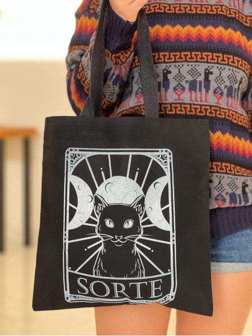 Ecobag Gato Preto Dá Sorte - Preta