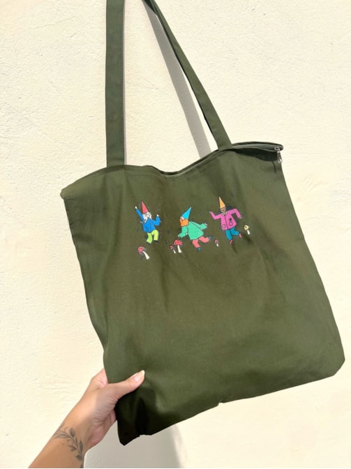 Ecobag grande Duendes - Verde Zíper