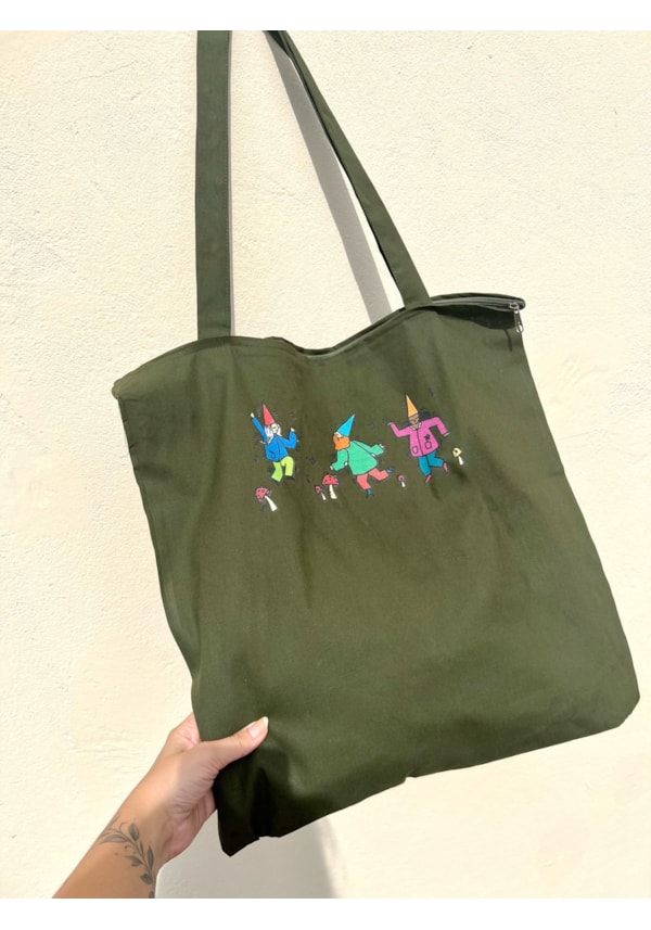 Ecobag grande Duendes - Verde Zíper