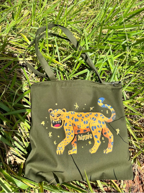 Ecobag grande Onça - Verde Zíper
