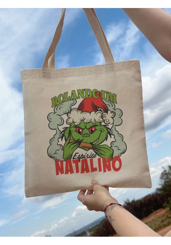 Ecobag Grinch Bolando um Espírito Natalino