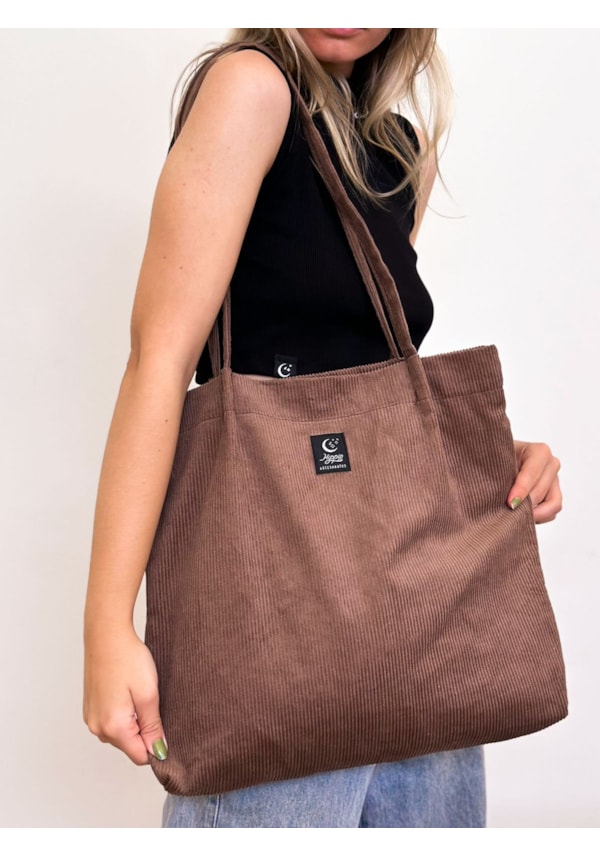 Ecobag Veludo Cotelê - Marrom