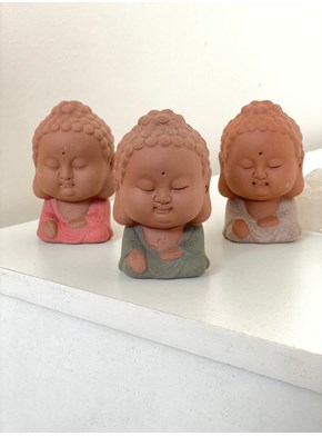 Escultura Buda Cerâmica - Bege