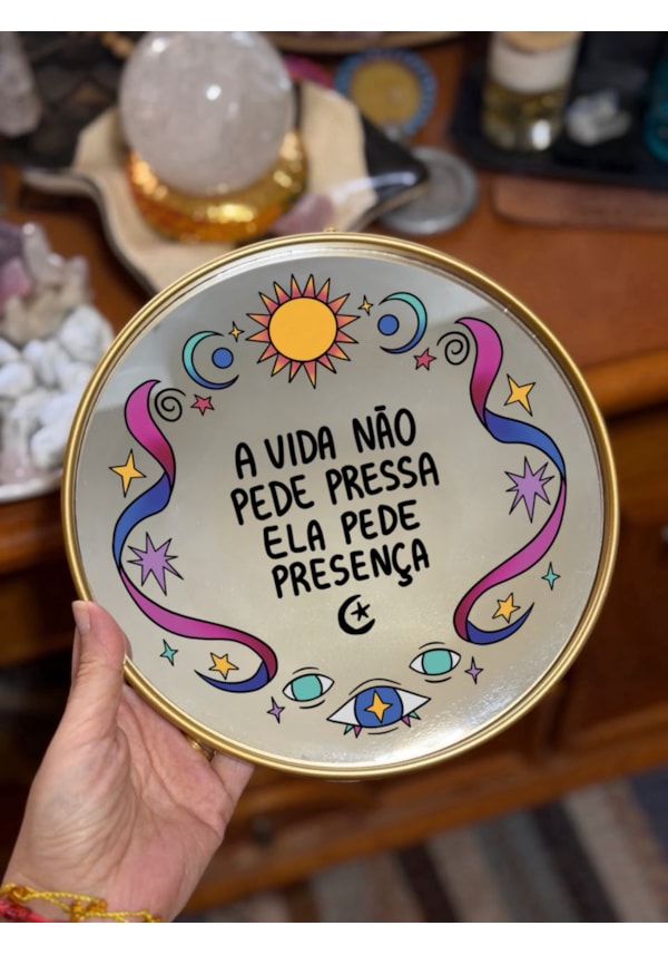 Espelho A vida pede presença - Dourado