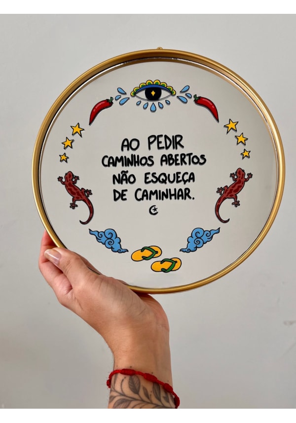 Espelho Ao Pedir Caminhos Abertos - Dourado