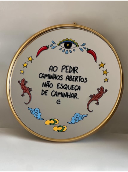 Espelho Ao Pedir Caminhos Abertos - Dourado