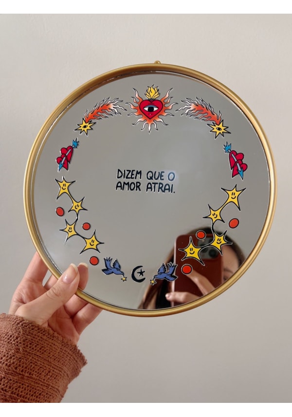 Espelho Dizem que o Amor Atrai - Dourado