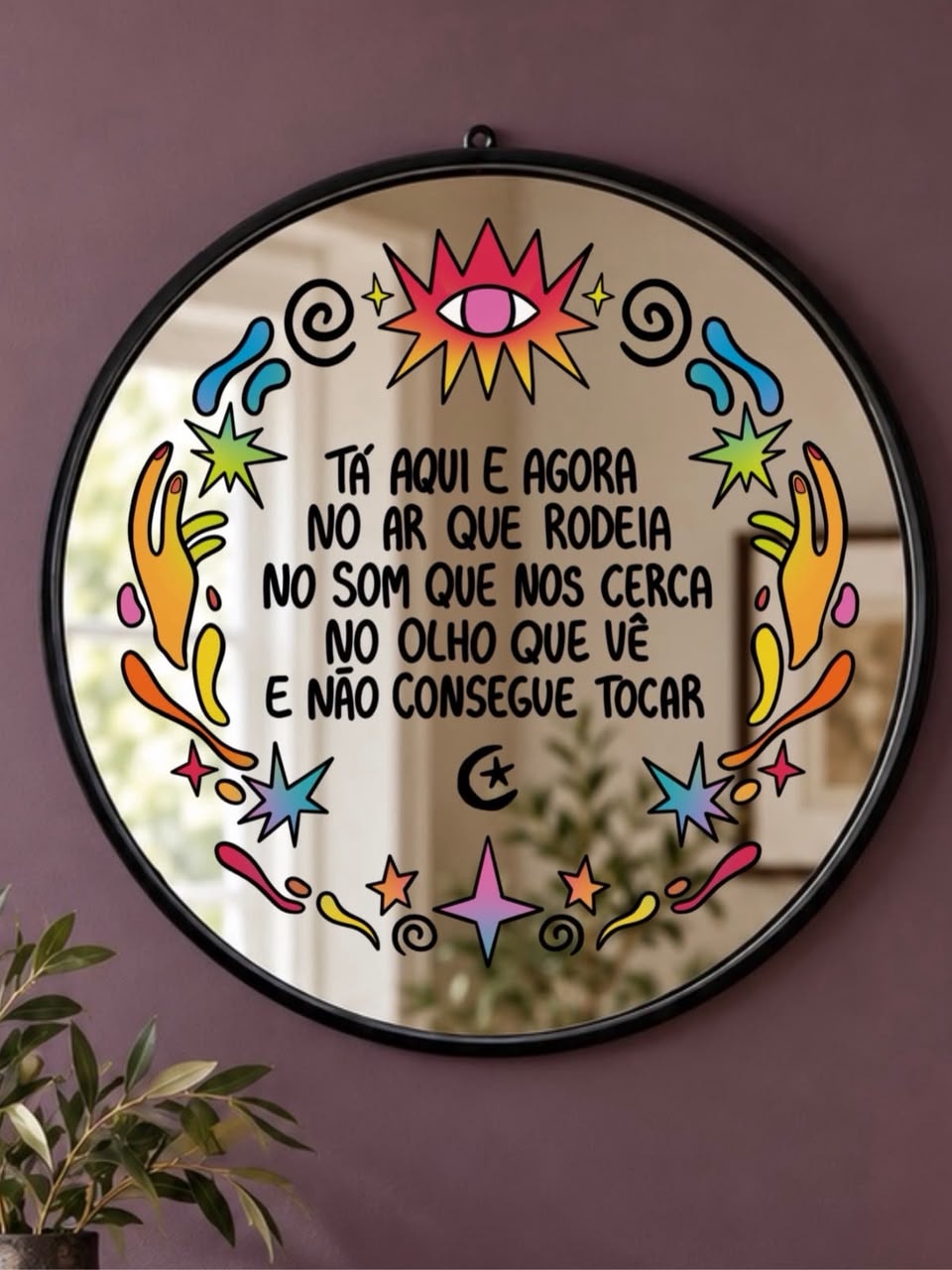 Espelho Ta´ Aqui e Agora - Moldura Preta — imagem 3