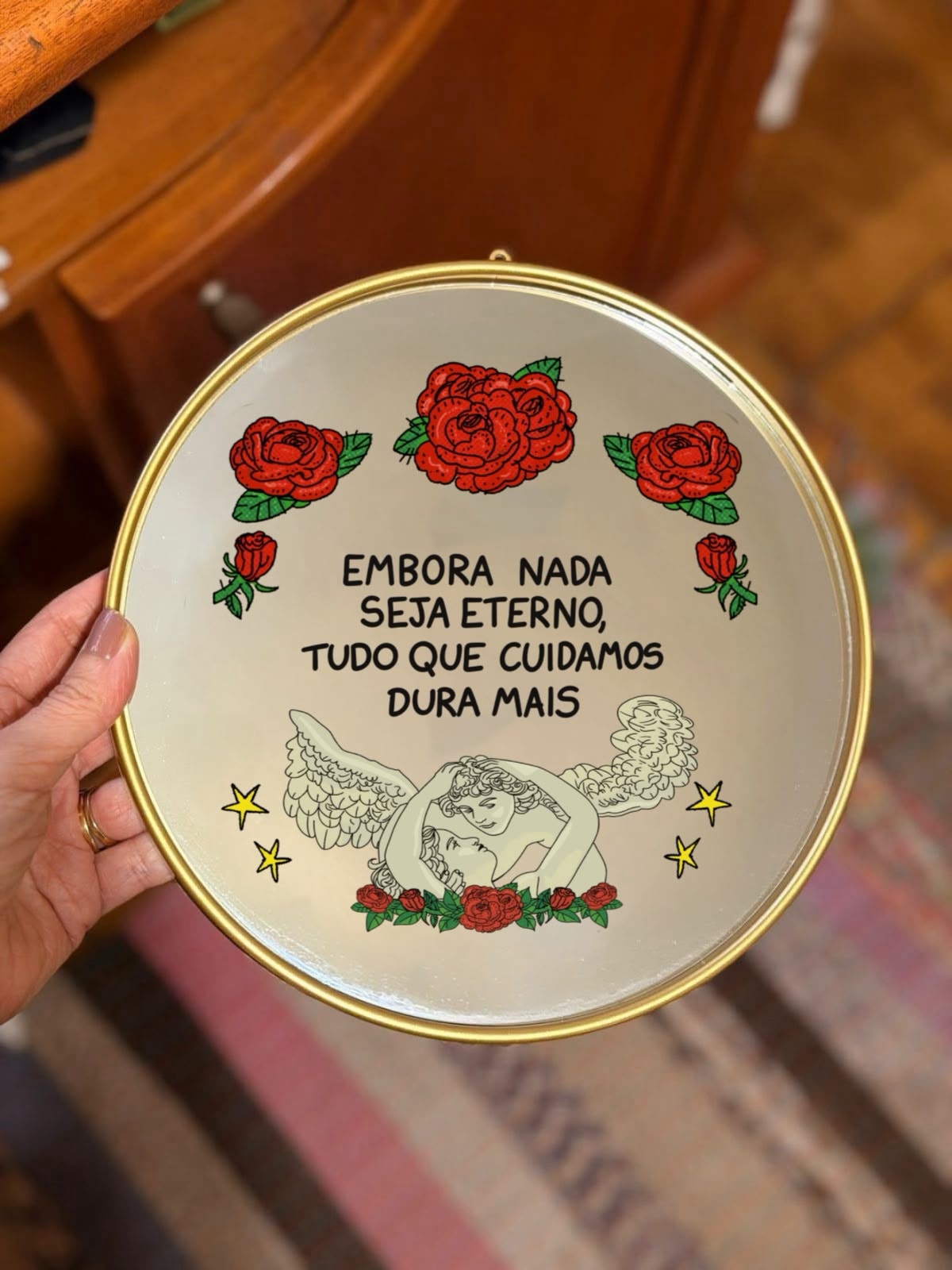 Espelho tudo que cuidamos - Dourado — imagem 1