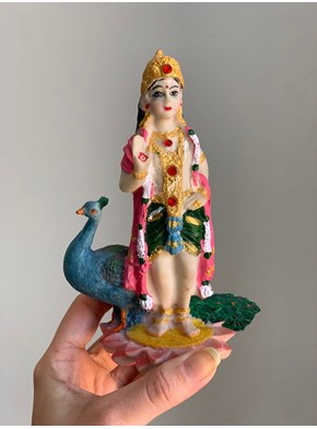 Estatueta Deus Kartikeya e Pavão