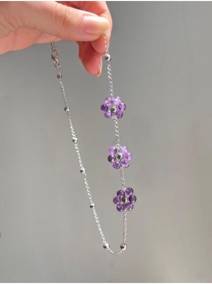 Gargantilha Artesanal Flor Ametista