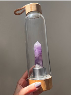 Garrafa Elixir com Cristal - Ametista - Bambu
