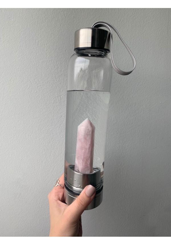 Garrafa Elixir com Cristal - Quartzo Rosa
