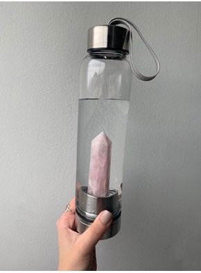 Garrafa Elixir com Cristal - Quartzo Rosa