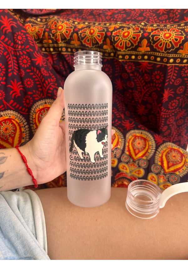 Garrafa Fosca 600ml Alça - Gato AAA - Branca