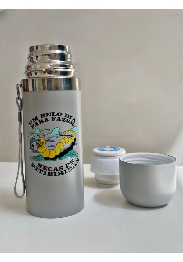 Garrafa Térmica Cinza para Chá/Café - Necas de Pitibiribas