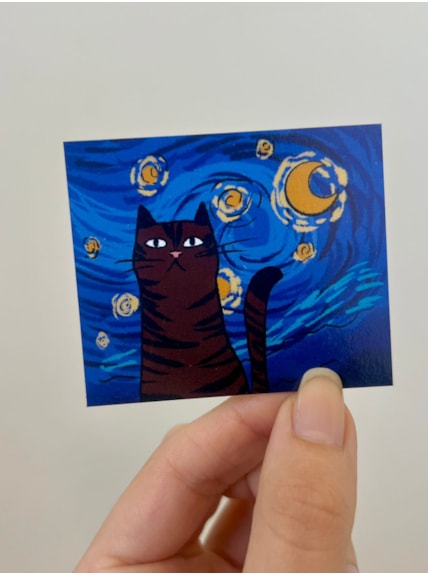 Imã de Geladeira - Gato Noite Estrelada