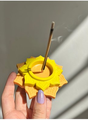 Incensário / Porta Vela Flor - Amarela