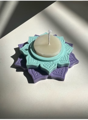 Incensário / Porta Vela Flor - Lilás e Azul