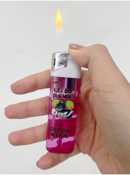 Isqueiro Gata Lei do duende a gostosa acende - Rosa