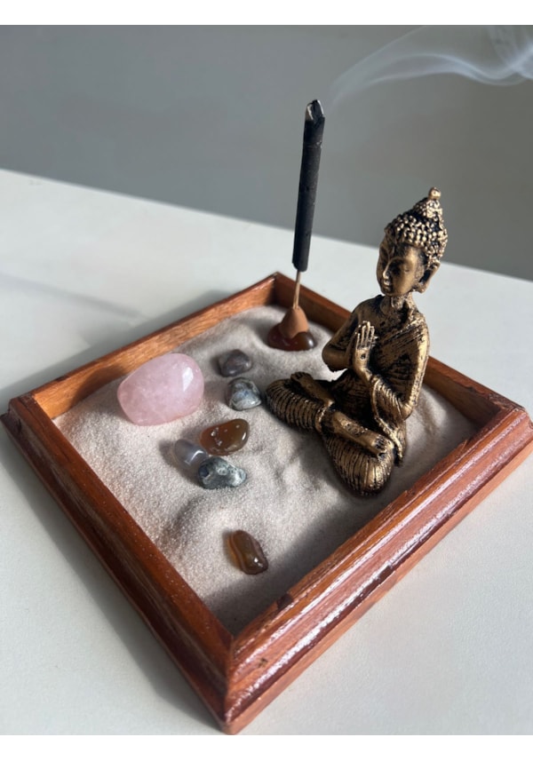 Jardim Zen Buda com 7 Cristais