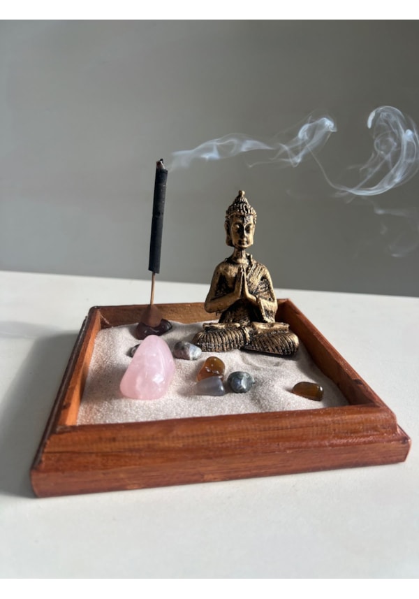 Jardim Zen Buda com 7 Cristais