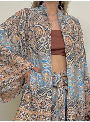Kimono Seda Indiana - Mãe Terra - Manga Longa