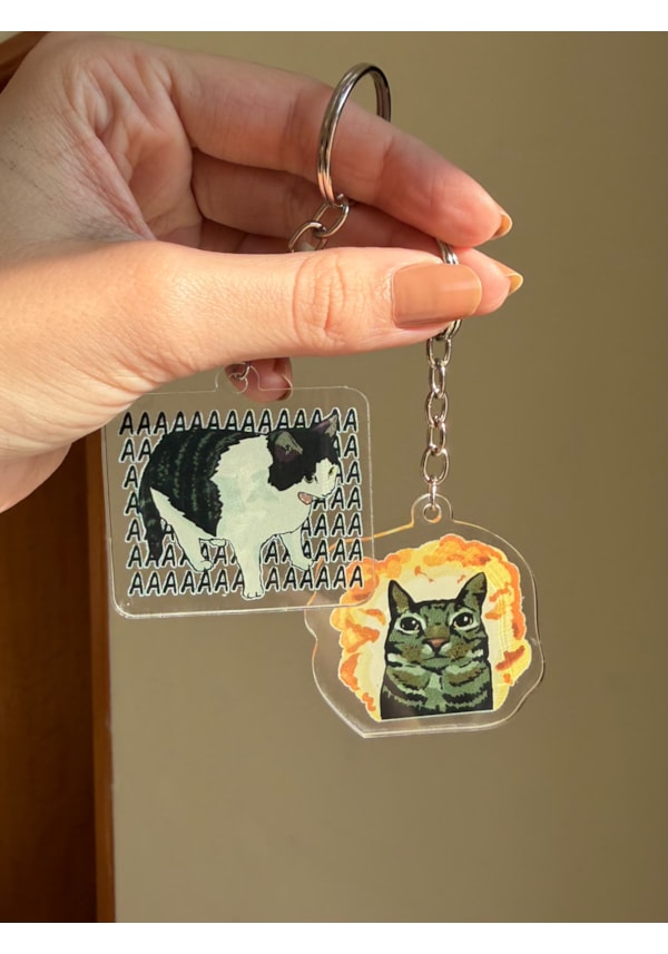 Kit 2 Chaveiros Gatos AAA e Explosão