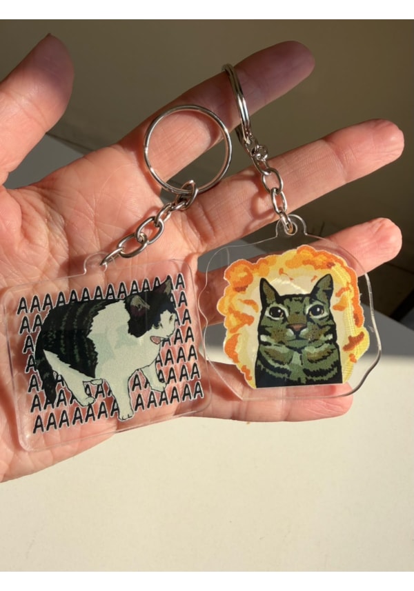 Kit 2 Chaveiros Gatos AAA e Explosão