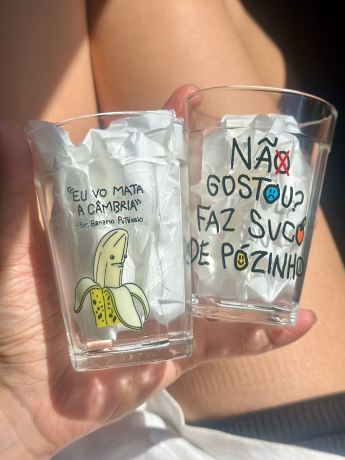 Kit 2 Copos Banana e Suco de Pozinho - Vidro 190ml — imagem 2
