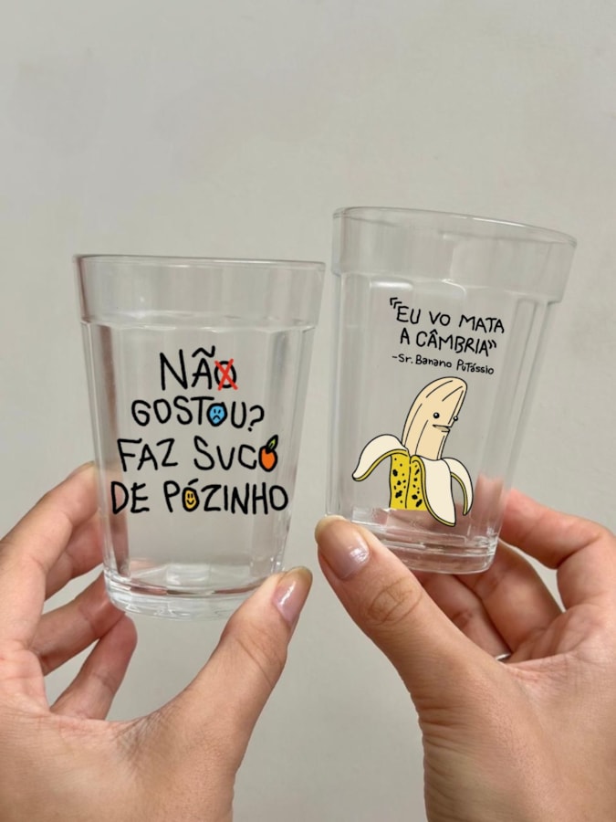 Kit 2 Copos Banana e Suco de Pozinho - Vidro 190ml — imagem 1