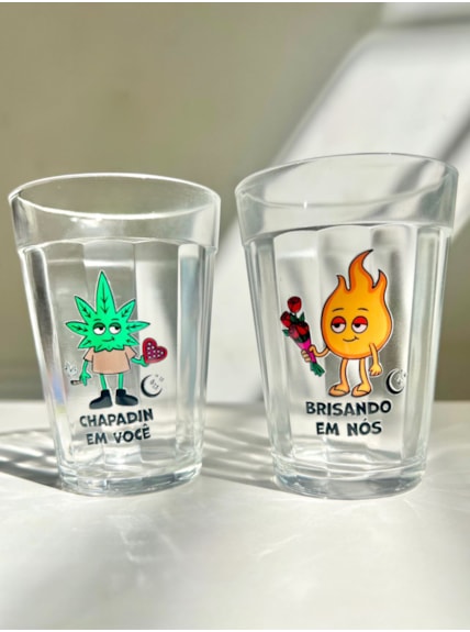 Kit 2 Copos Chapadin em Você, Brisadinho em Nós - Vidro 190ml