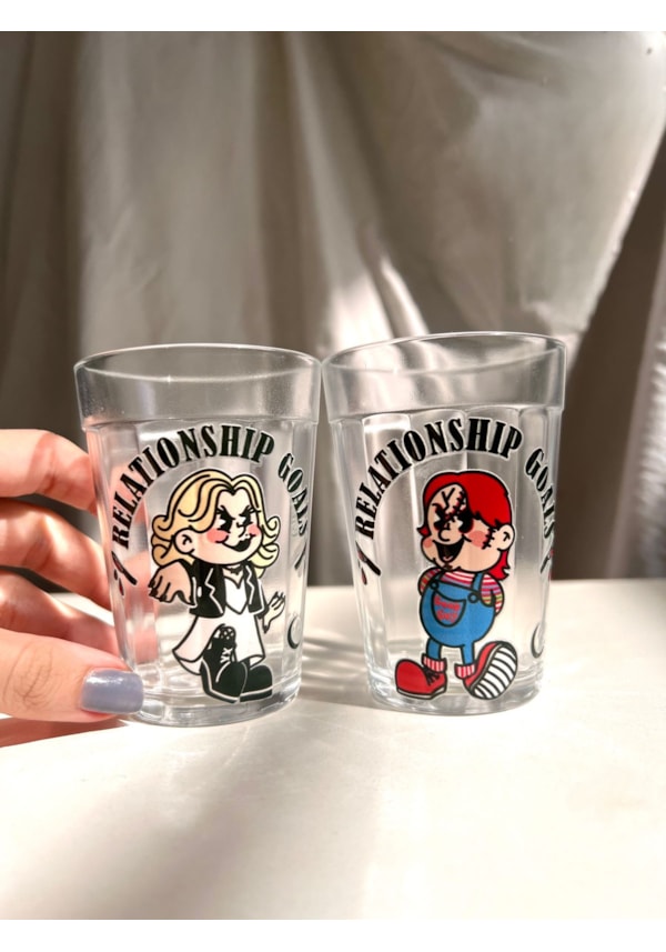Kit 2 Copos Chucky e Tiffany - Vidro 190ml