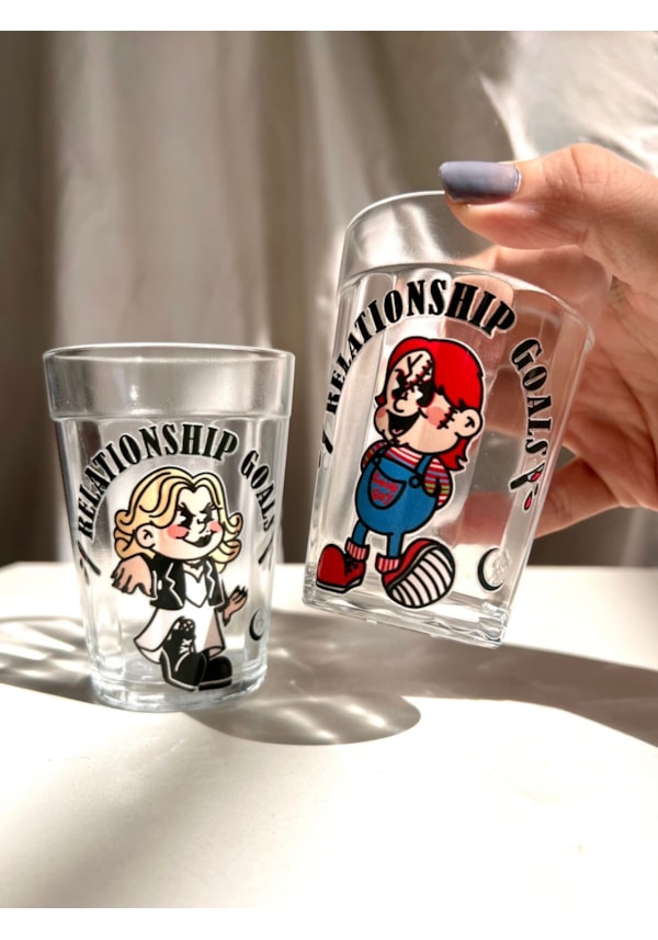 Kit 2 Copos Chucky e Tiffany - Vidro 190ml