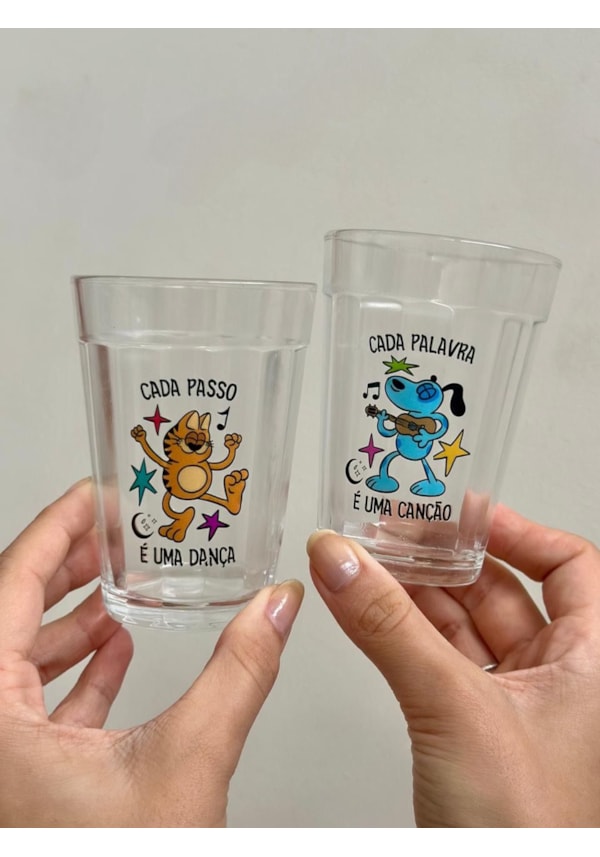 Kit 2 Copos Dança e Canção - Vidro 190ml