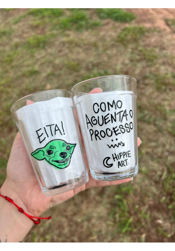 Kit 2 Copos Eita, Como Aguenta o Processo - Vidro 190ml