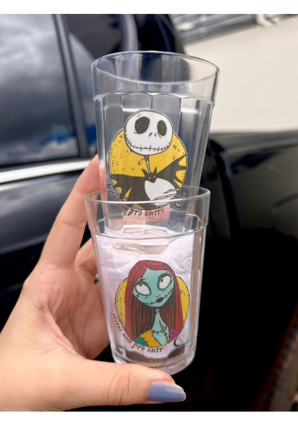 Kit 2 Copos - Jack e Sally - Vidro 190ml