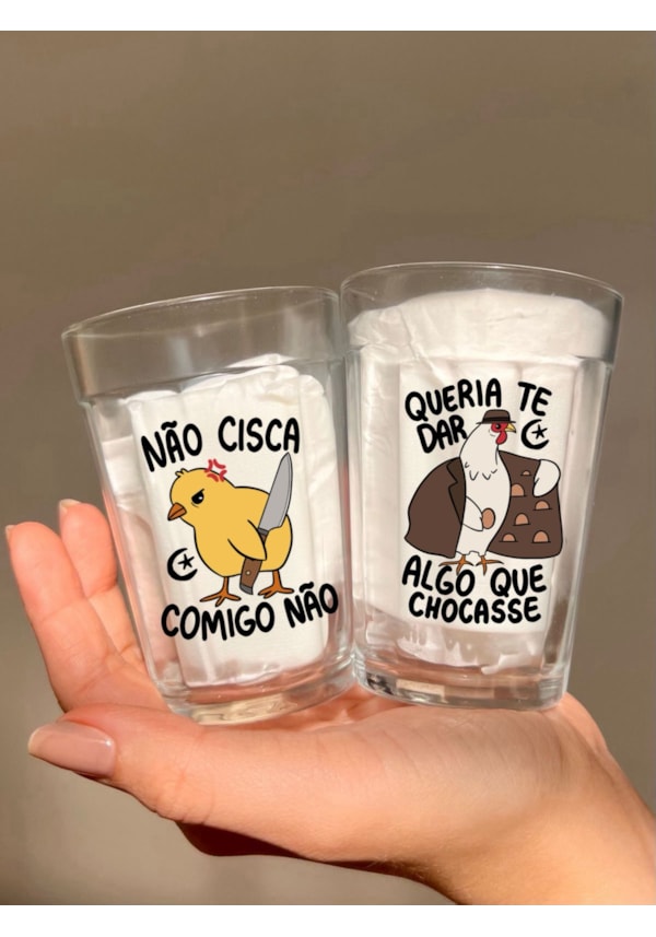 Kit 2 Copos Não cisca - chocasse - Vidro 190ml