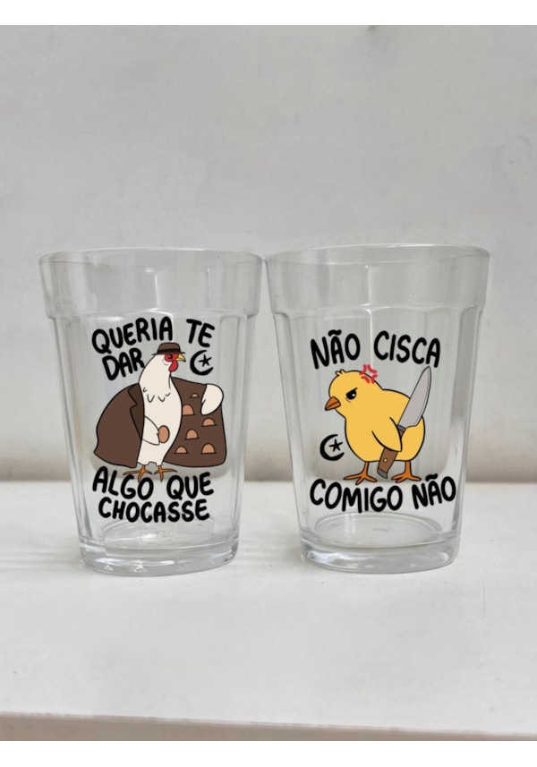 Kit 2 Copos Não cisca - chocasse - Vidro 190ml