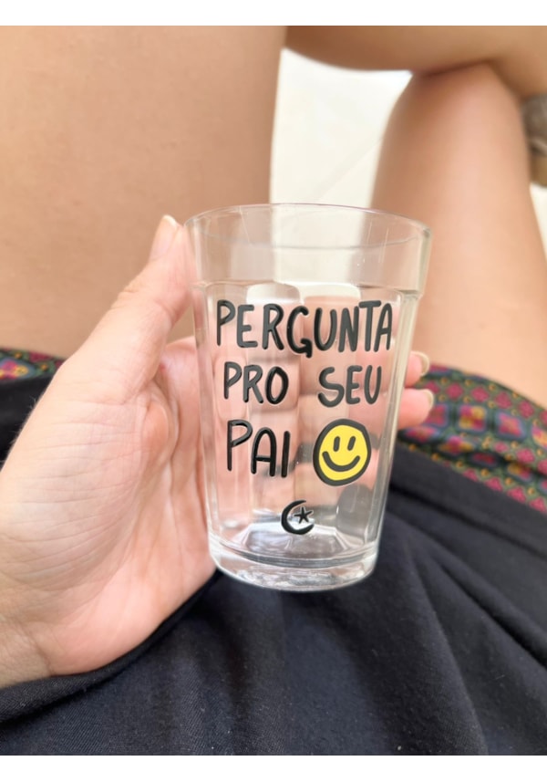 Kit 2 Copos Pergunta - Pai e Mãe - Vidro 190ml